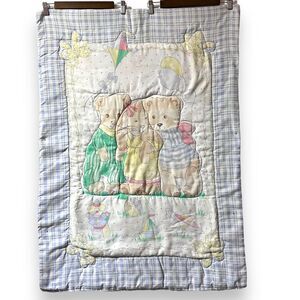 1980's Vintage Dundee Clown Kite Balloon Bow‎ Toy Boat Bear Bunny Baby Blanket